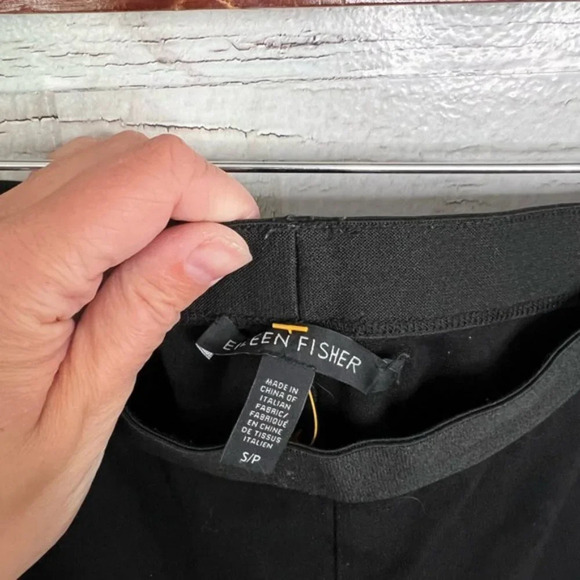 Eileen Fisher Lightweight Pullon Ankle Leggings Small Black Elastic Waist - Picture 5 of 8